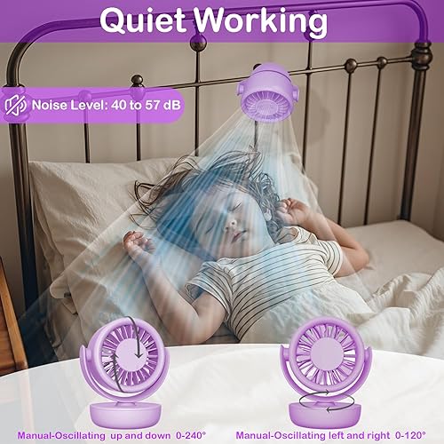 Miniatura 3 de Mini ventilador de escritorio magnético USB, ventilador de mesa pequeño portátil con vientos súper fuertes de 3 velocidades de doble ángulo