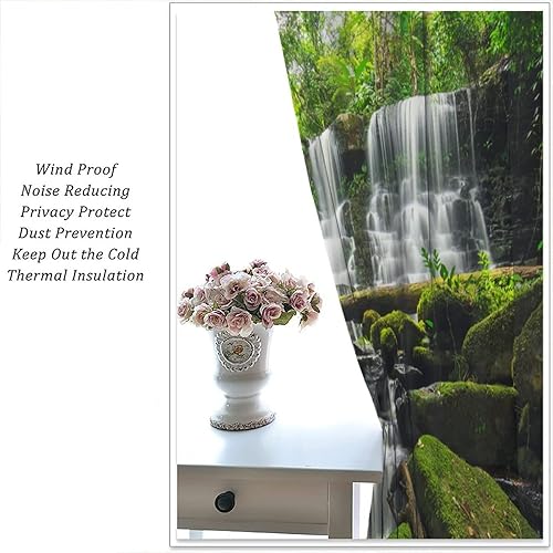 Miniatura 5 de Cortinas de cascada, patrón de paisaje de naturaleza primaveral en el bosque, cortinas térmicas opacas para dormitorio, sala de estar, juego de 2
