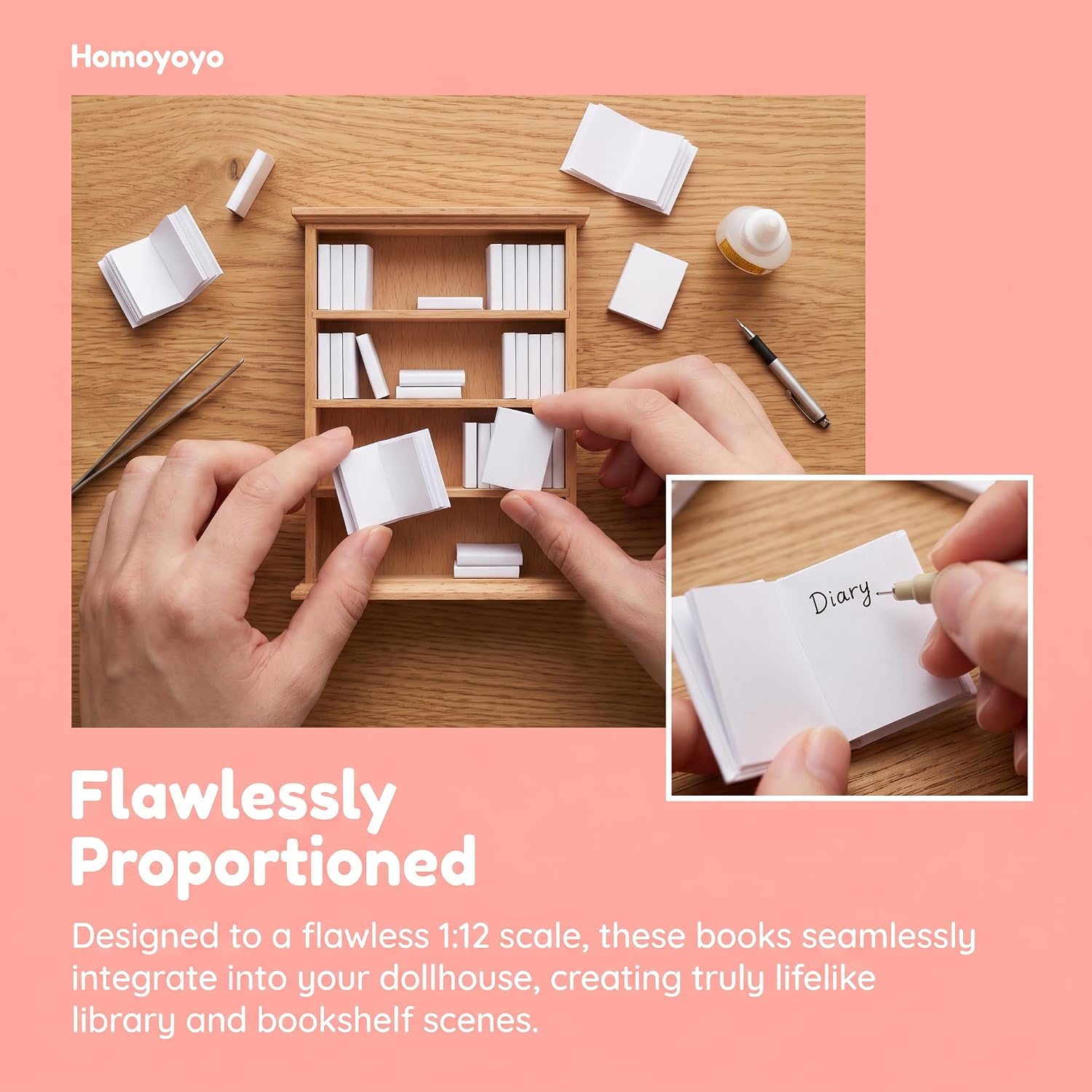 Homoyoyo 1 12 Scale Miniature Blank Books White Paper Dollhouse Books for Bookshelf Decoration Crafts Pretend Play Mini Book Props for Dollhouse and Mini Scene Layout image 5