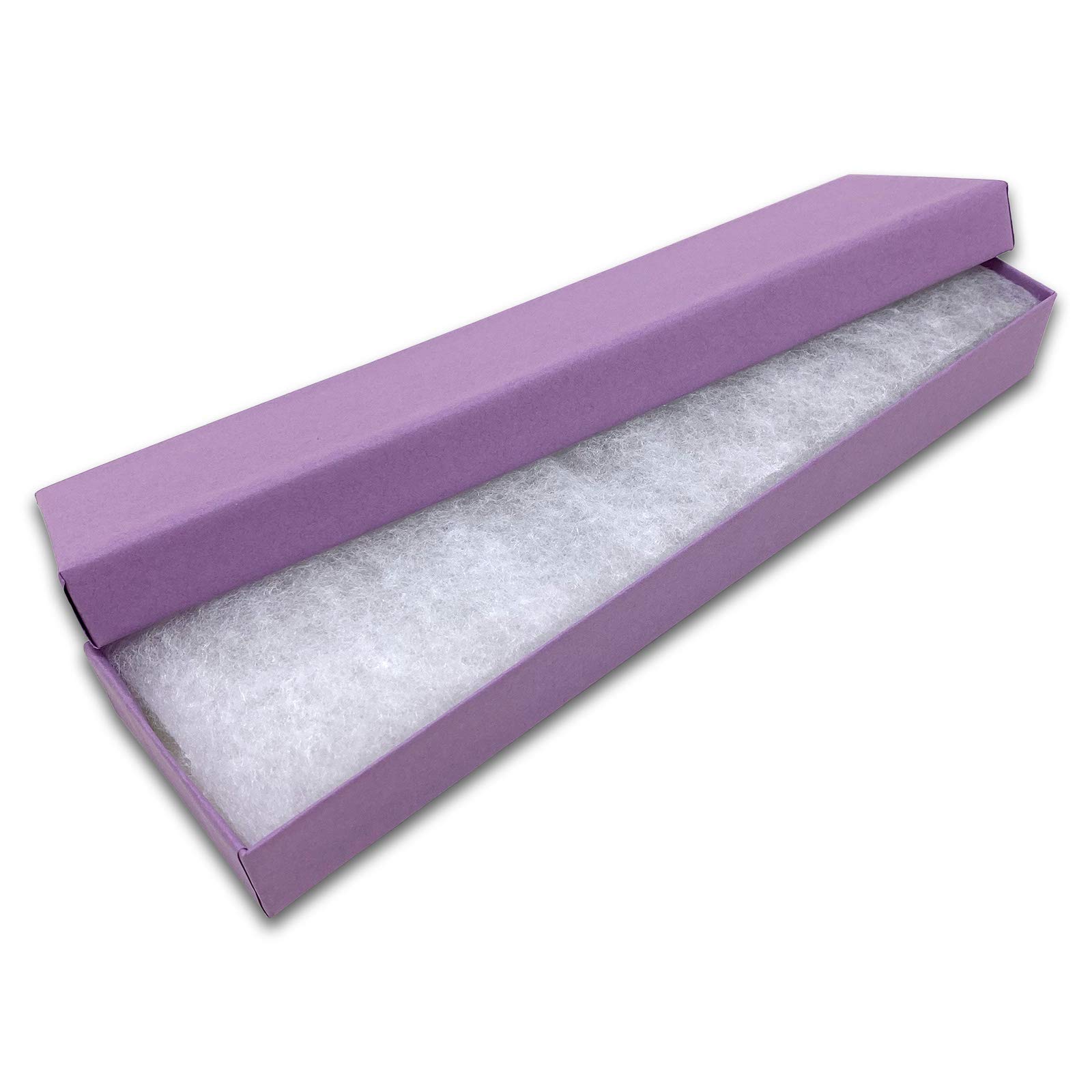 TheDisplayGuys #82 Geschenkboxen/Schmuckkästchen aus Kraftpapier, mit Baumwollpolsterung und Deckel, Violett, 20,3 x 5,1 x 2,5 cm, 25 Stück