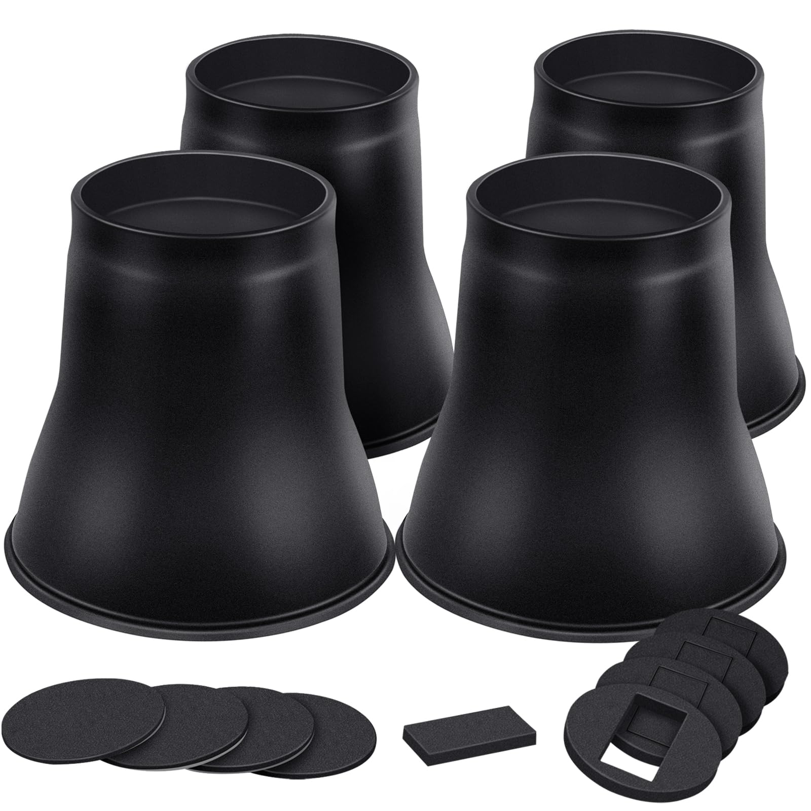 Bed Risers 6 Inch Heavy Duty, Round Furniture Risers for Bed Desk Table Sofa Couch，Bed Lifts Risers, Support up to 6000 Lbs(4 Pack Black)