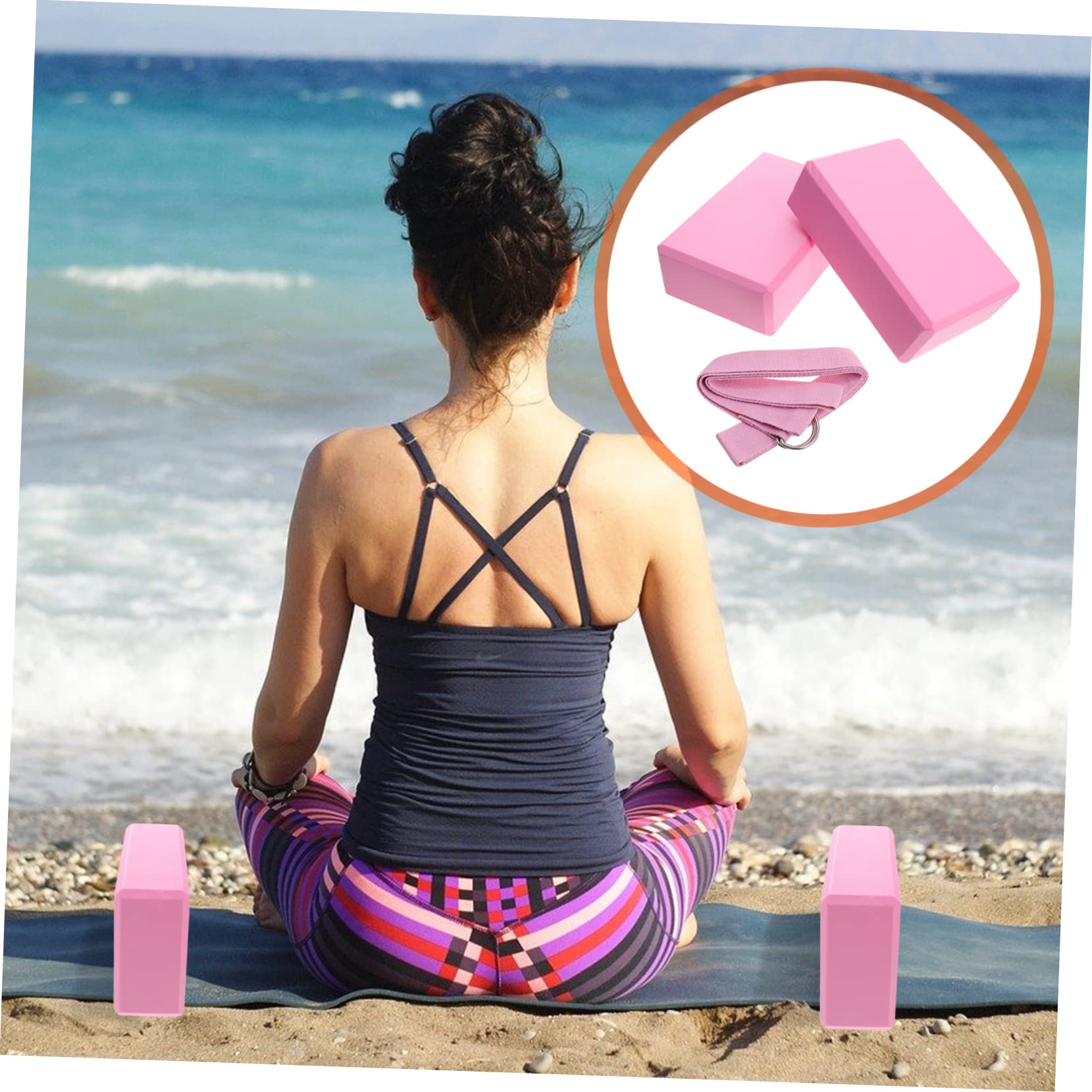 Gogogmee Complete Yoga Kit for Women Resistance Bands Yoga Bricks Stretch Belt for Levels Made of Eva Material