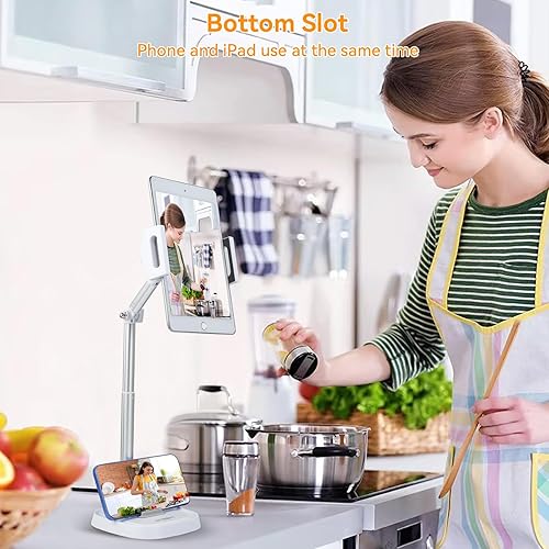 Miniatura 7 de UTEBIT Soporte de suelo para tableta, soporte para teléfono de cama superior, soporte ajustable para tableta, soporte para teléfono compatible con