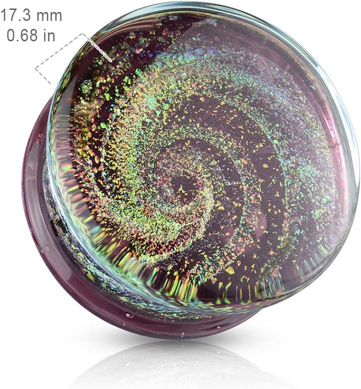 Pierced Owl - Purple Galaxy Sparkle Swirl Double Flared Glass Plugs, Sold as a Pair