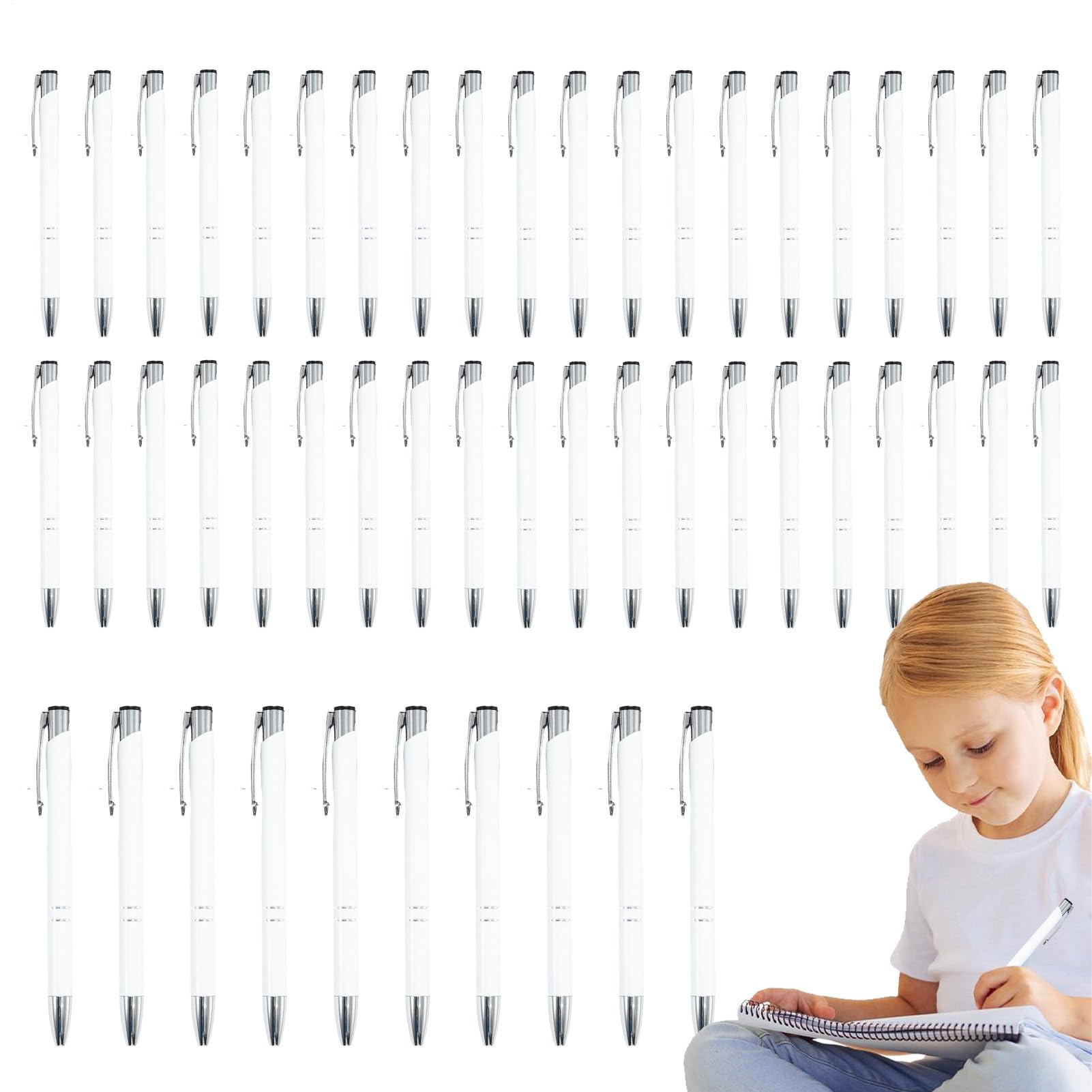 Penna stilografica professionale, 50 penne stilografiche in metallo, multifunzionali, alla moda, con clip argentata, per studenti, insegnanti, professionisti, uso quotidiano, scuola