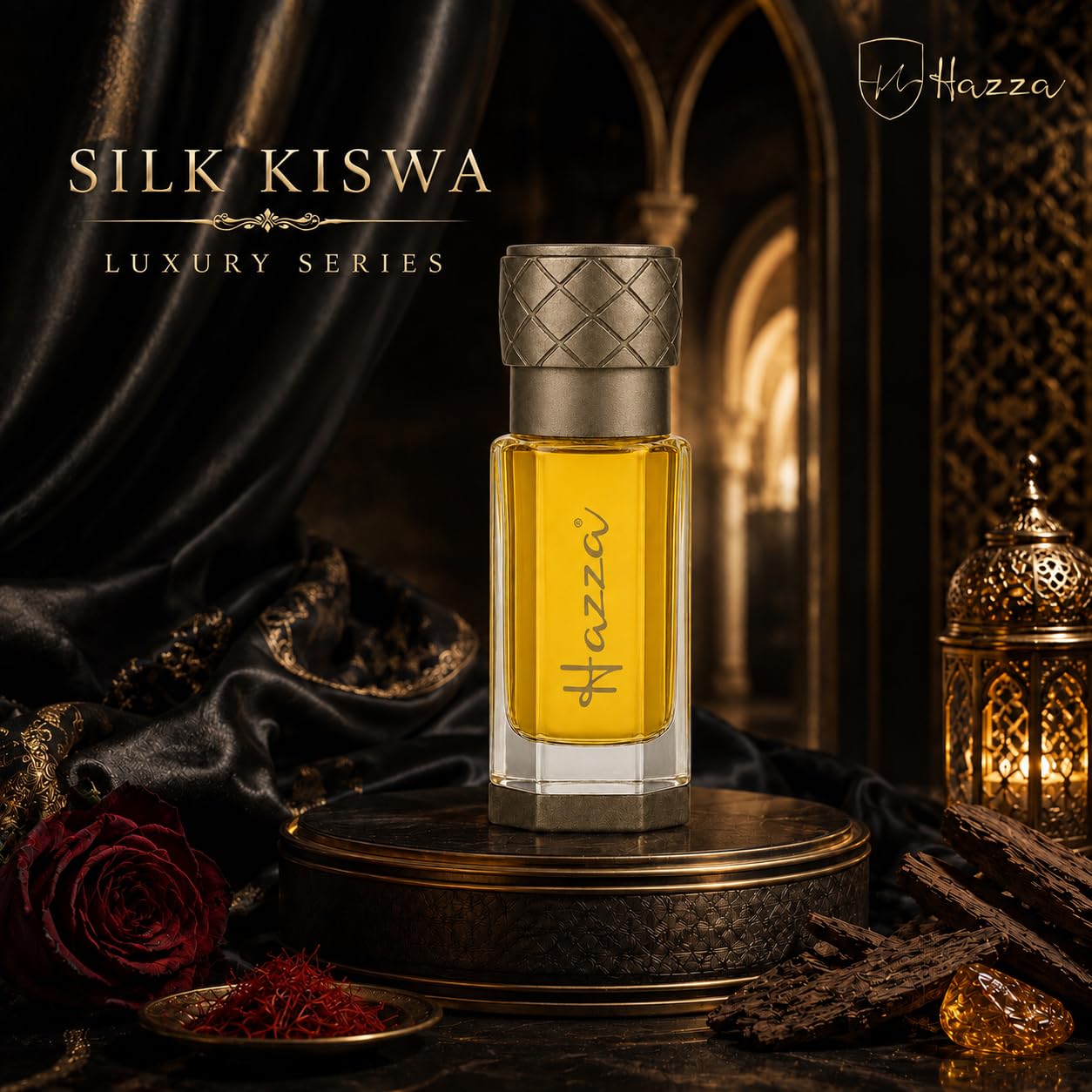 hazza Silk Kiswa Arabic Perfume Oil, Saffron Rose & Oud, Unisex, 6 ml image 2