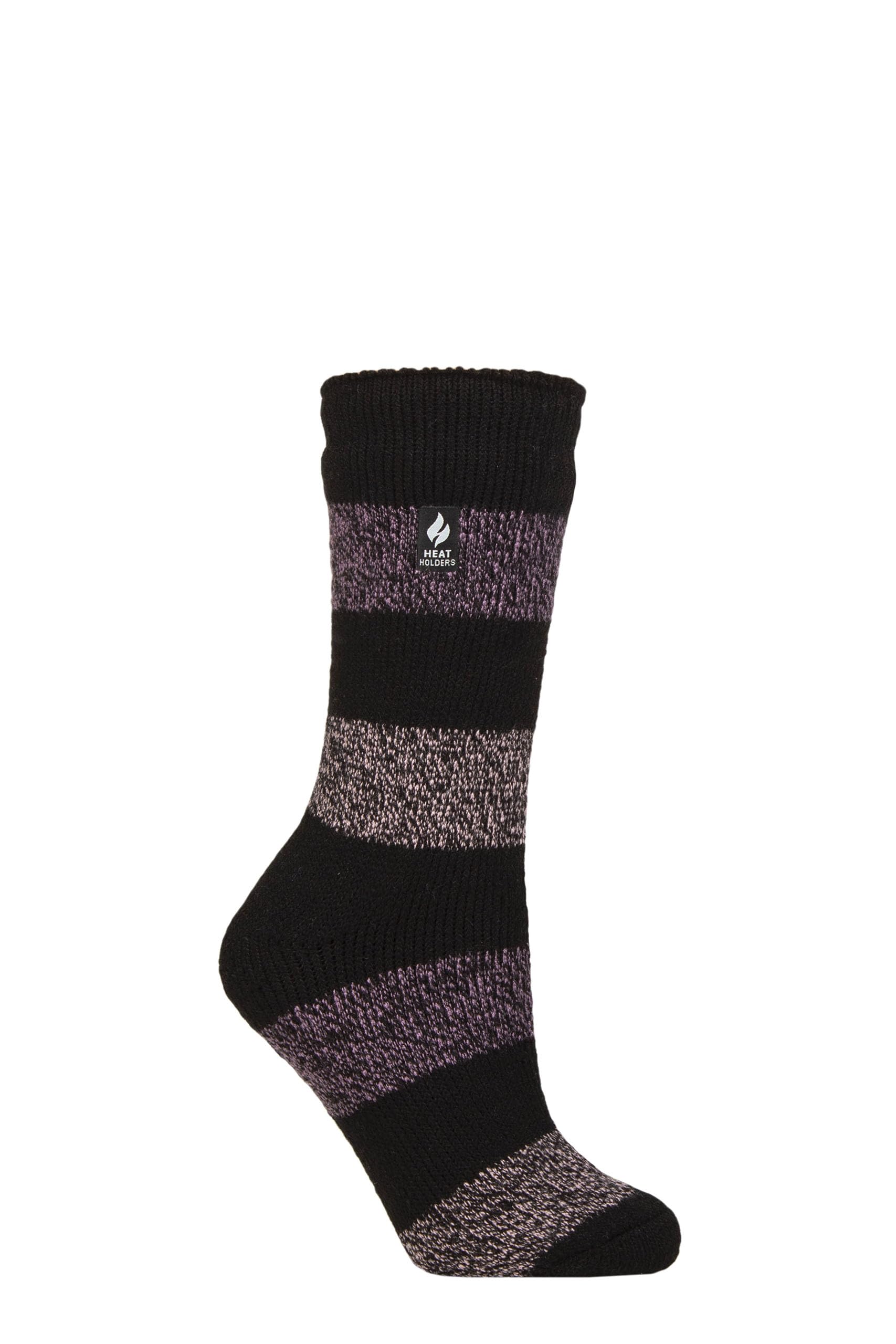 Heat Holders Women's Neve Black / Mulberry Sockshop Socks - 2.3 Tog Thermal, Warm, Cosy, Patterned, Pack Of 1 Size 4-8 Neve Black/Mulberry 4-8