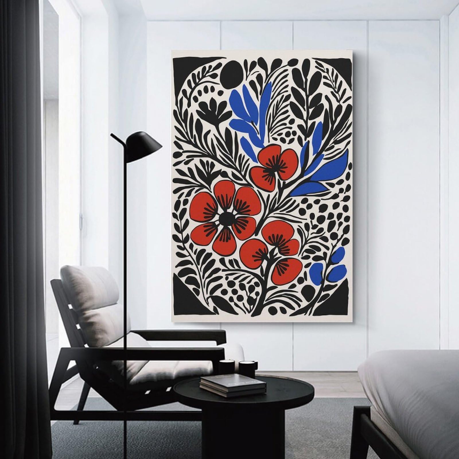 Junmoney Floral Illustration Canvas Wall Decor, 16x24inch(40x60cm), for New Homes, Bedrooms Or Workspaces, Gift Idea for Housewarming And Birthdays