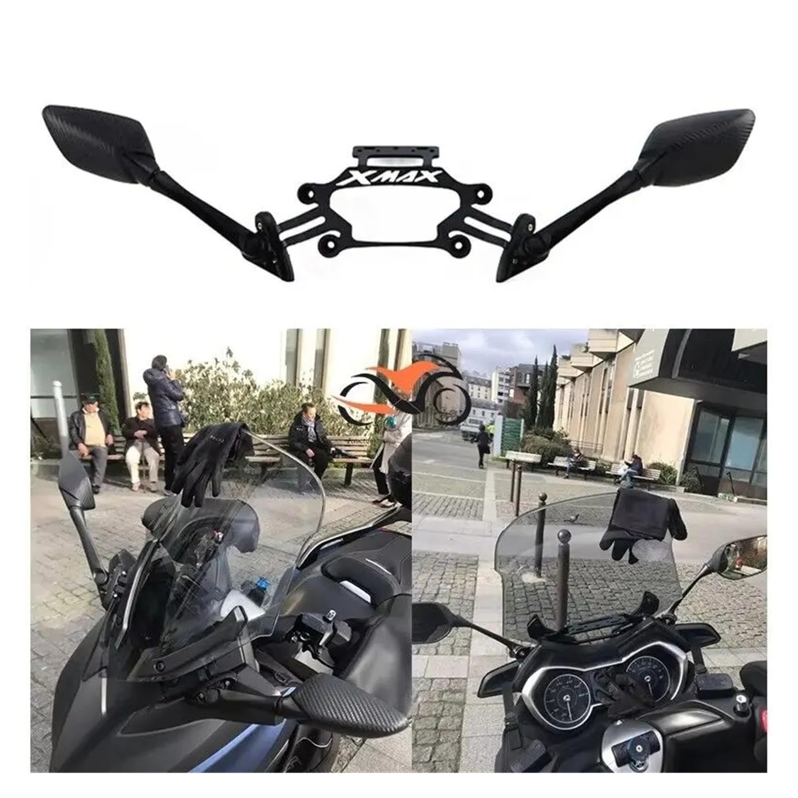 Rétroviseurs Mo&to Compatibles Avec Pour YA&MAHA XMAX 300 400 125 250 (2017-2022) Et Support GPS Pour Téléphone(Style C)