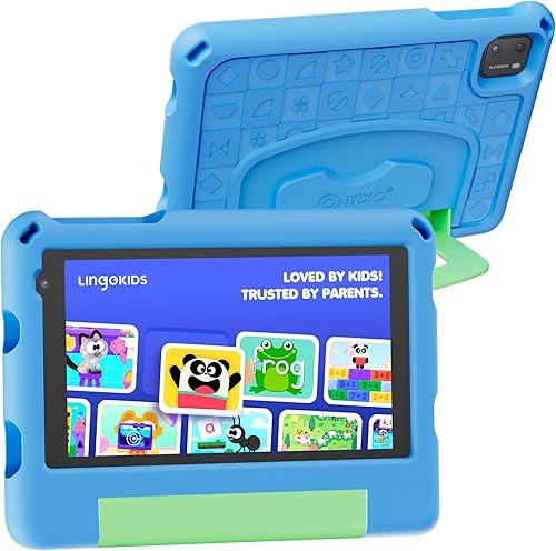 Contixo Tablet A7 para niños con 14 aplicaciones, Lingokids y épico, pantalla HD de 7 pulgadas, Android 15, controles parentales, WiFi,