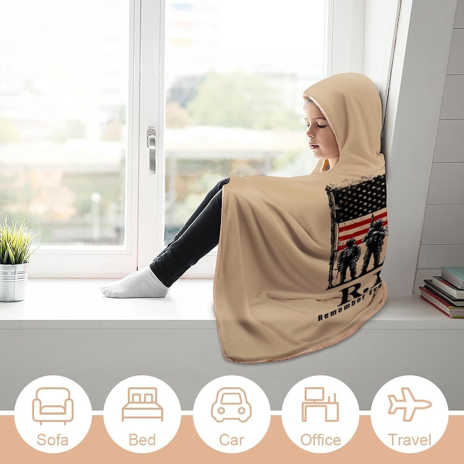 Remember Deployed R.E.D Friday Wearable Blanket Oversized Throw Cape | Cozy Hooded Blanket Gifts for Women Men