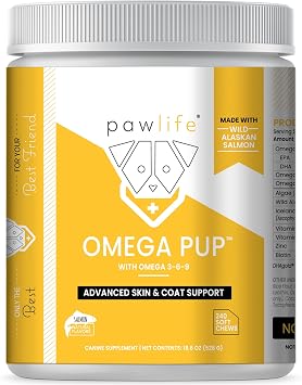 Dog Fish Oil Supplements - 240 Omega 3 Fish Oil Dog Vitamins, Veterinarian Formulated Itching Relief for Dogs, Natural Omega 3 Fish Oil for Dogs, Dog Skin and Coat Supplement Salmon Flavor