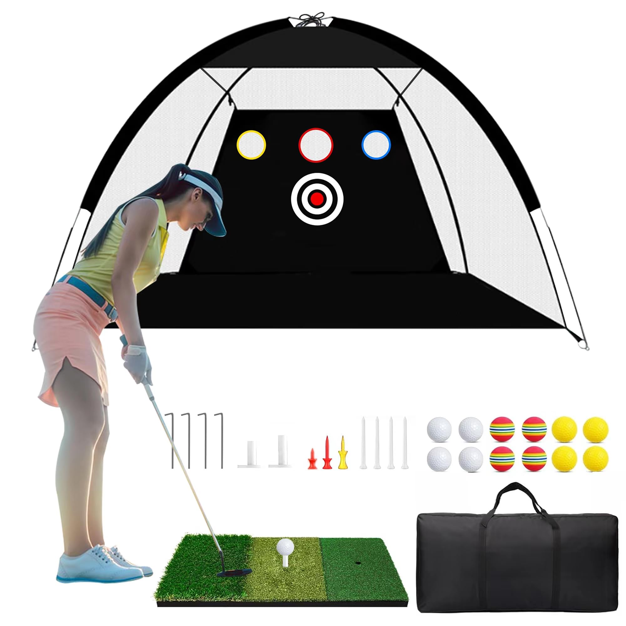 YenNeL Golf Net，Golf Nets for Backyard Driving，Golf Net for Garage，Golf Net One Key Pull Expansion，Golf Net Target Attachment，Golf Net Indoor/Outdoor，Golf Net Frame/Target/Enclosure/Mat