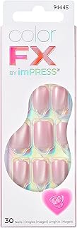 KISS colorFX by imPRESS Valentine’s Day Press On Nails, ‘Cherished’, Pink Short Squoval, IMPROVED adhesive, Up to 10-Day Hold, Nail Kit Includes 30 Fake Nails, Prep Pad, Manicure Stick, Mini Nail File