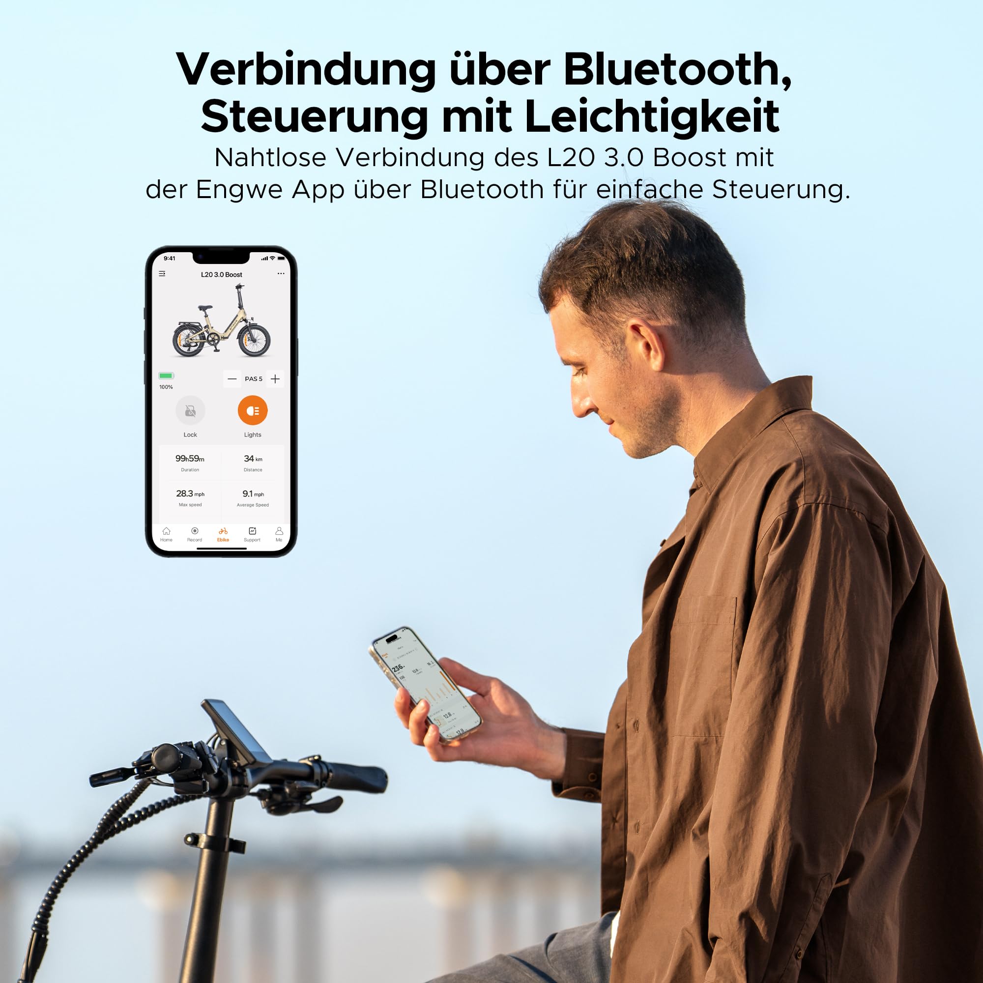 ENGWE E Bike mit APP, ebike 48V 13.5Ah Akku bis 135km, Drehmomentsensor & hydraulische Bremsen, 20 * 3.0 Reifen, 2 Stunden aufgeladen