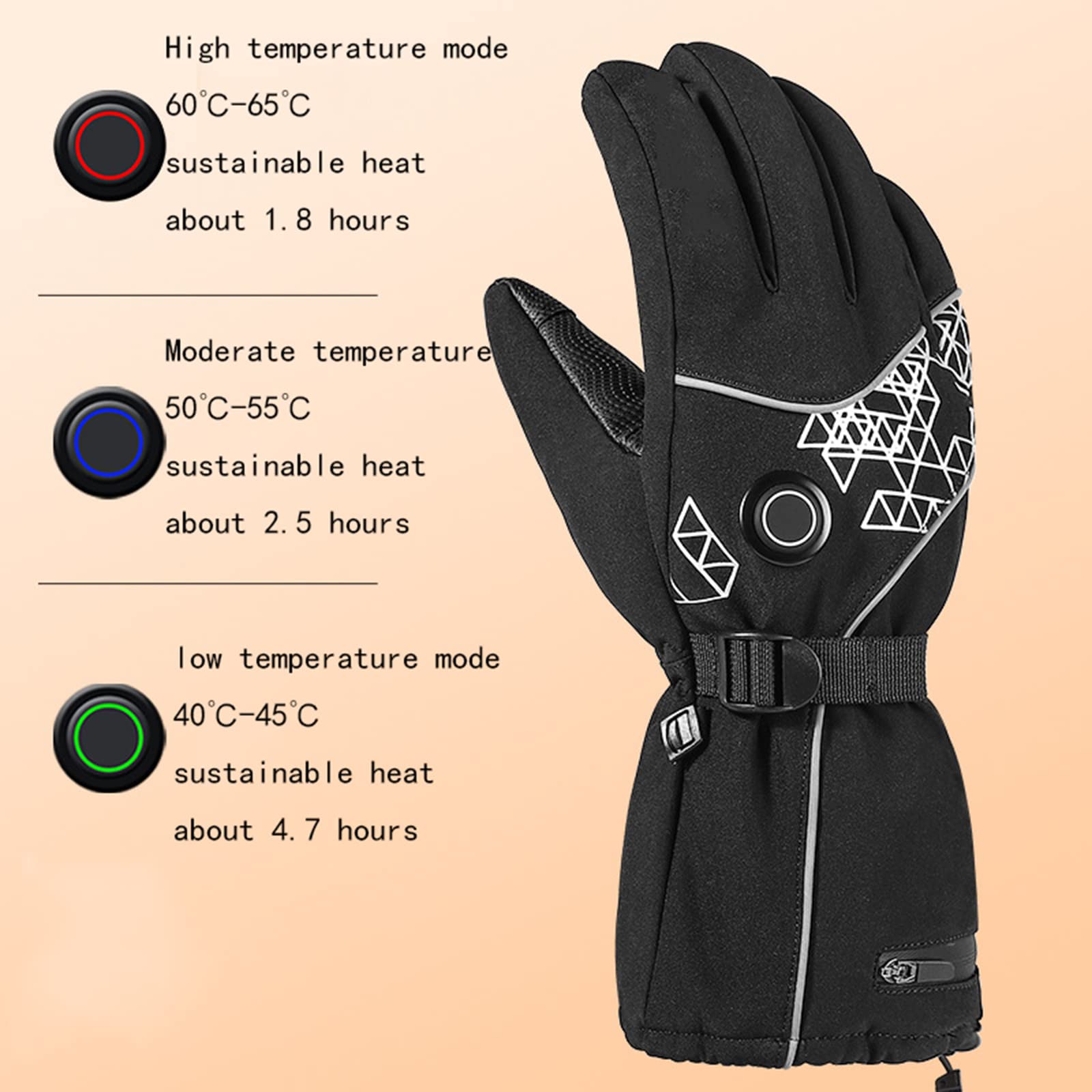CHEWYNP Guanti per Bici Elettriche Guanti Riscaldati Guanti Riscaldati Elettrici Ricaricabili per Uomo Donna con 3 Livelli di Riscaldamento Guanti Riscaldati Touchscreen Guanti Sci Snowboa