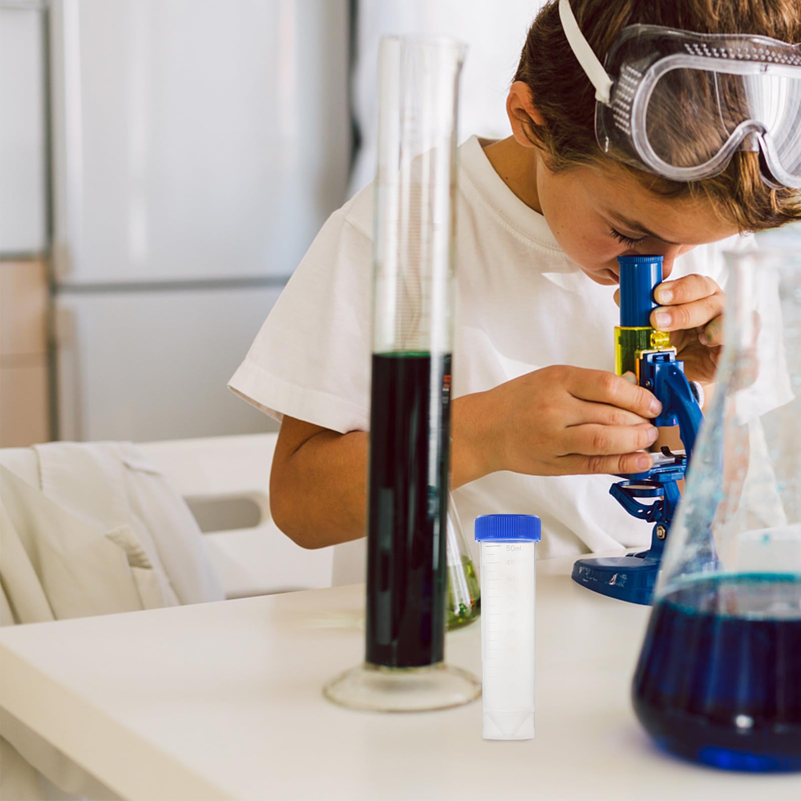 Provette da Centrifuga da 50 Ml con Tappo a Vite Set da 50 Pezzi Provette da Laboratorio Leggere e Sigillanti per Campioni Adatte per Biologia e Chimica
