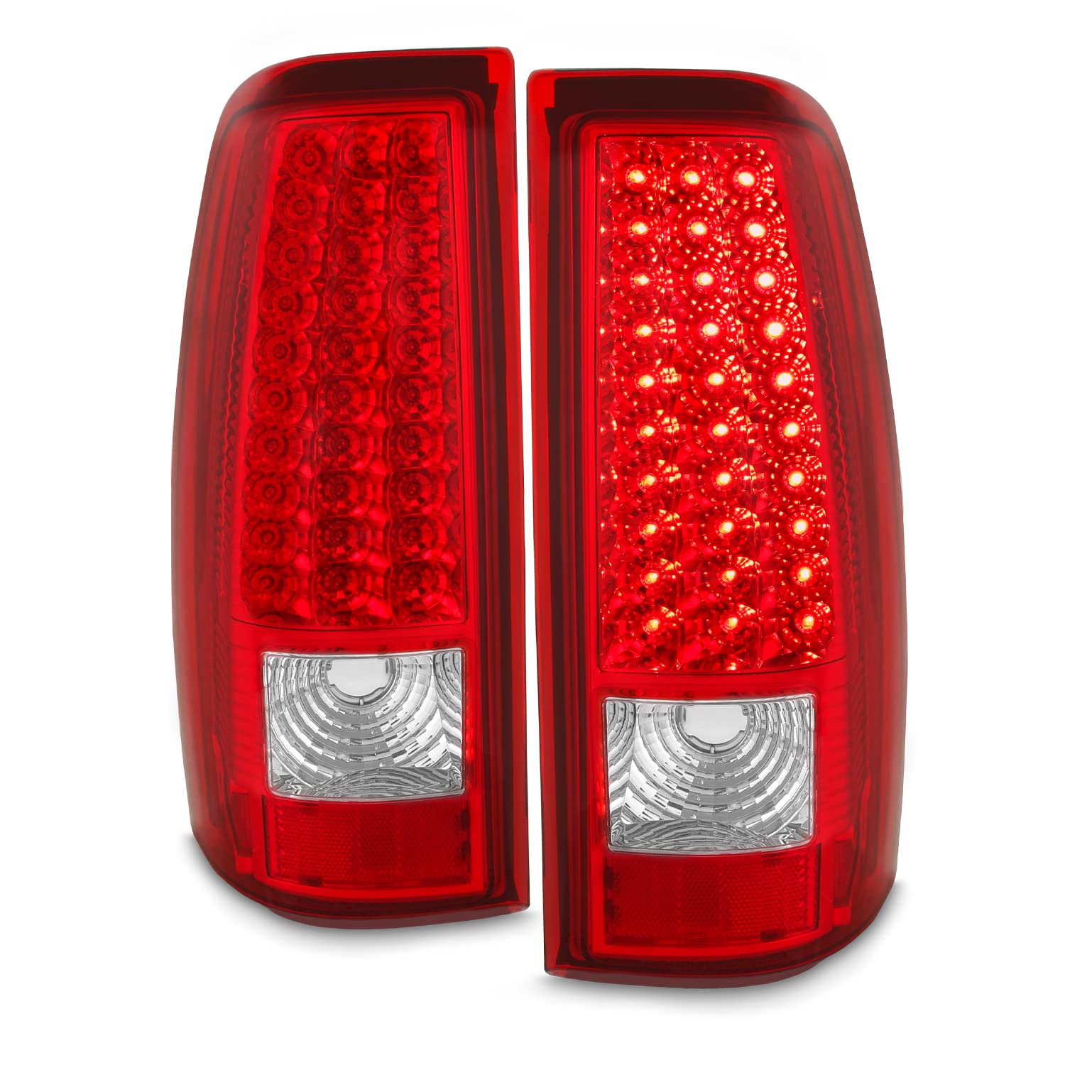 AKKON - For 99-02 Chevy Silverado 09-03 GMC Sierra Pickup Truck Red Clear G2 LED Tail Lights Brake Lamps Pair