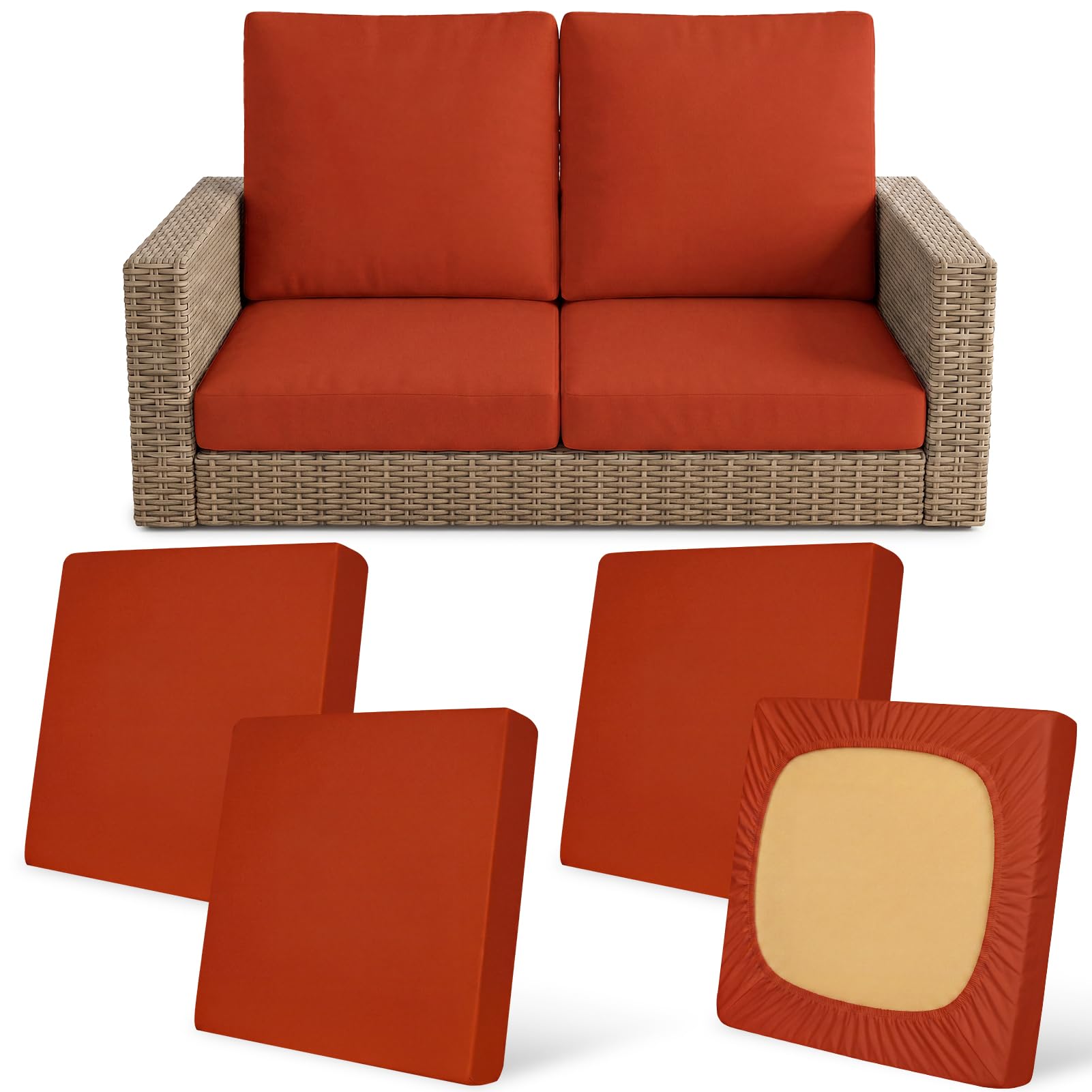 4Pcs Patio Cushion Covers Stretch Outdoor Furniture Protector Slipcovers