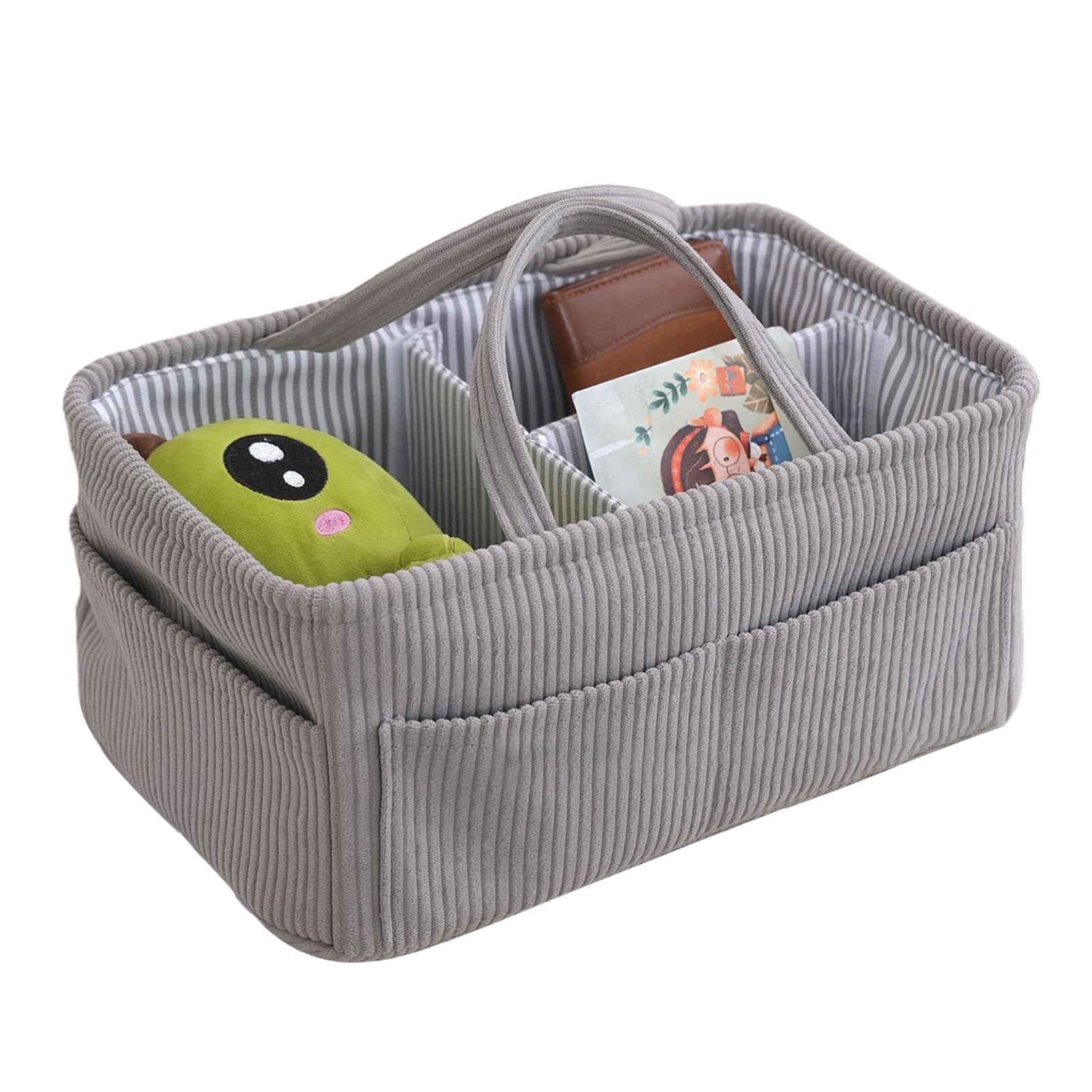 Cesta organizadora de pañales, almacenamiento portátil para guardería, mesita de noche, sofá, maletero de coche, soporte de pana para toallitas, biberones de leche, artículos esenciales para bebés
