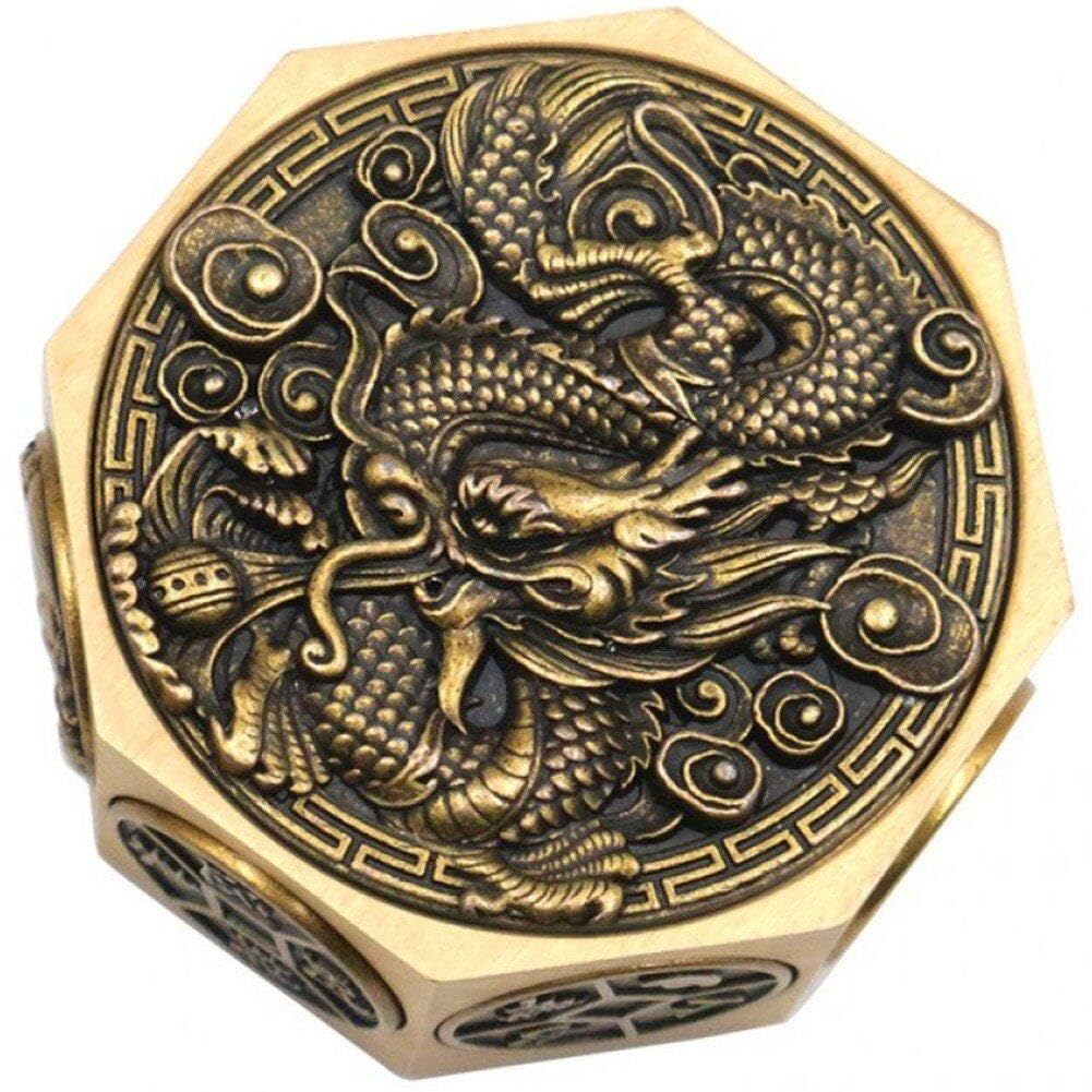 Statue de dragon chinois en laiton octogonale Feng Shui pour la décoration de maison