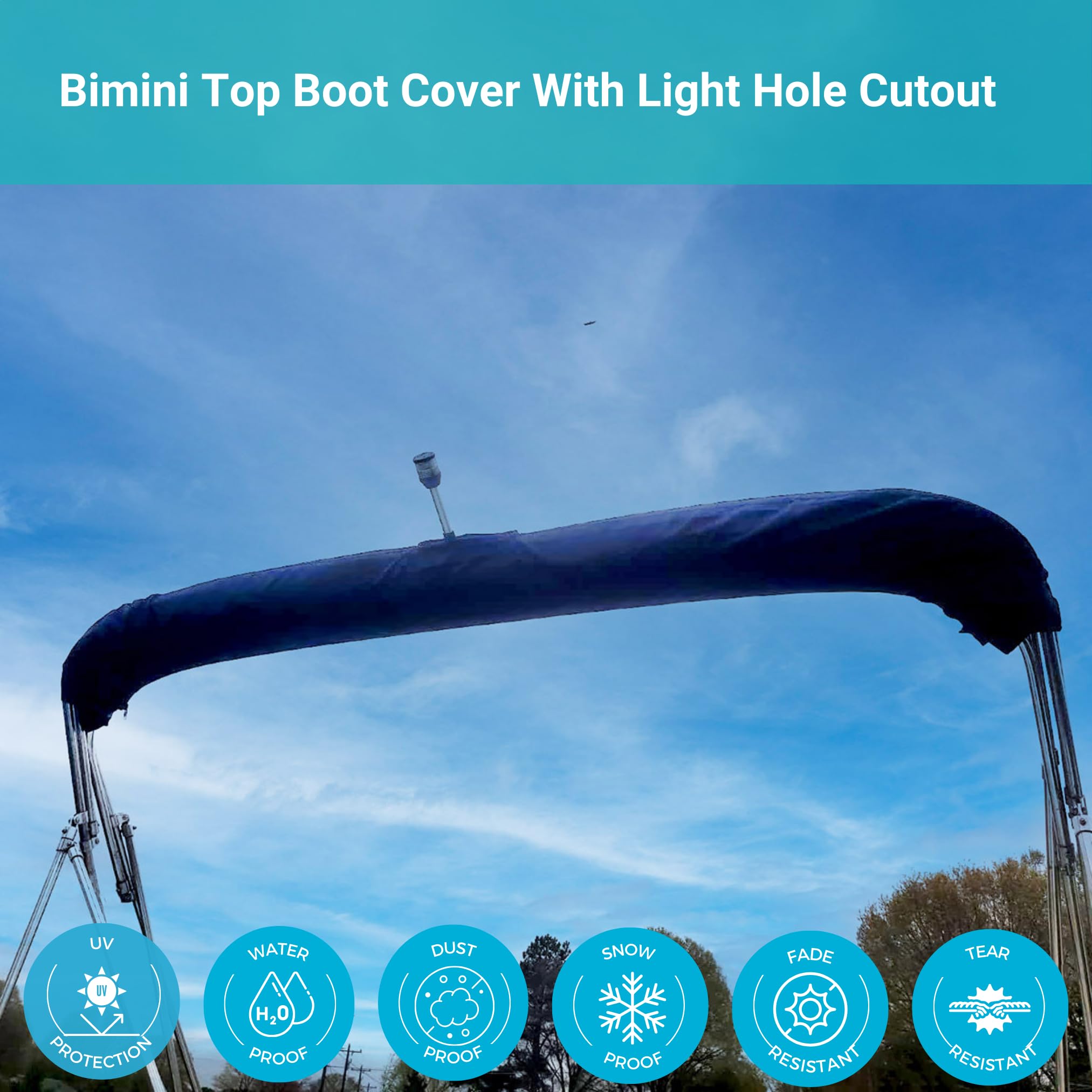 Savvycraft Bimini - Stivale portaoggetti per tubo quadrato largo da 243,8 a 261,6 cm di larghezza, colore nero, protezione UV impermeabile, copertura di ricambio per Pontoon Square Tube
