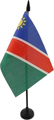 Miniatura 154 de Bandera de mesa Sierra Leona de 5 x 8 pulgadas, bandera de escritorio de Sierra Leona, 8.3 x 5.5 in, barra y base de plástico negro AZ FLAG