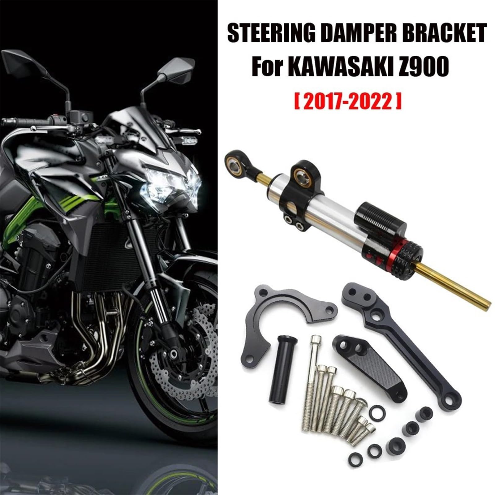 Stabilizator Pasuje do Kawasaki Z900 2017-2022 Uchwyt mocowania amortyzatora układu kierowniczego Stabilizator układu kierowniczego motocykla(14)