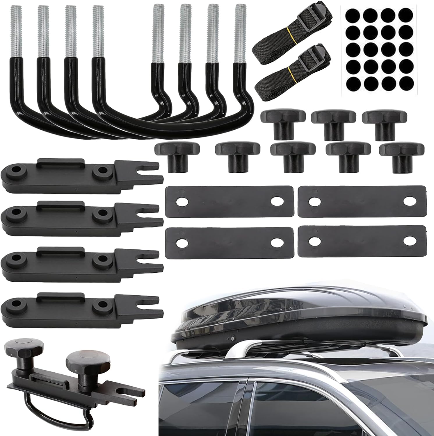 4 PCS Roof Box U-Bolt Clamps Universal Inner Width 85mm/3.35in