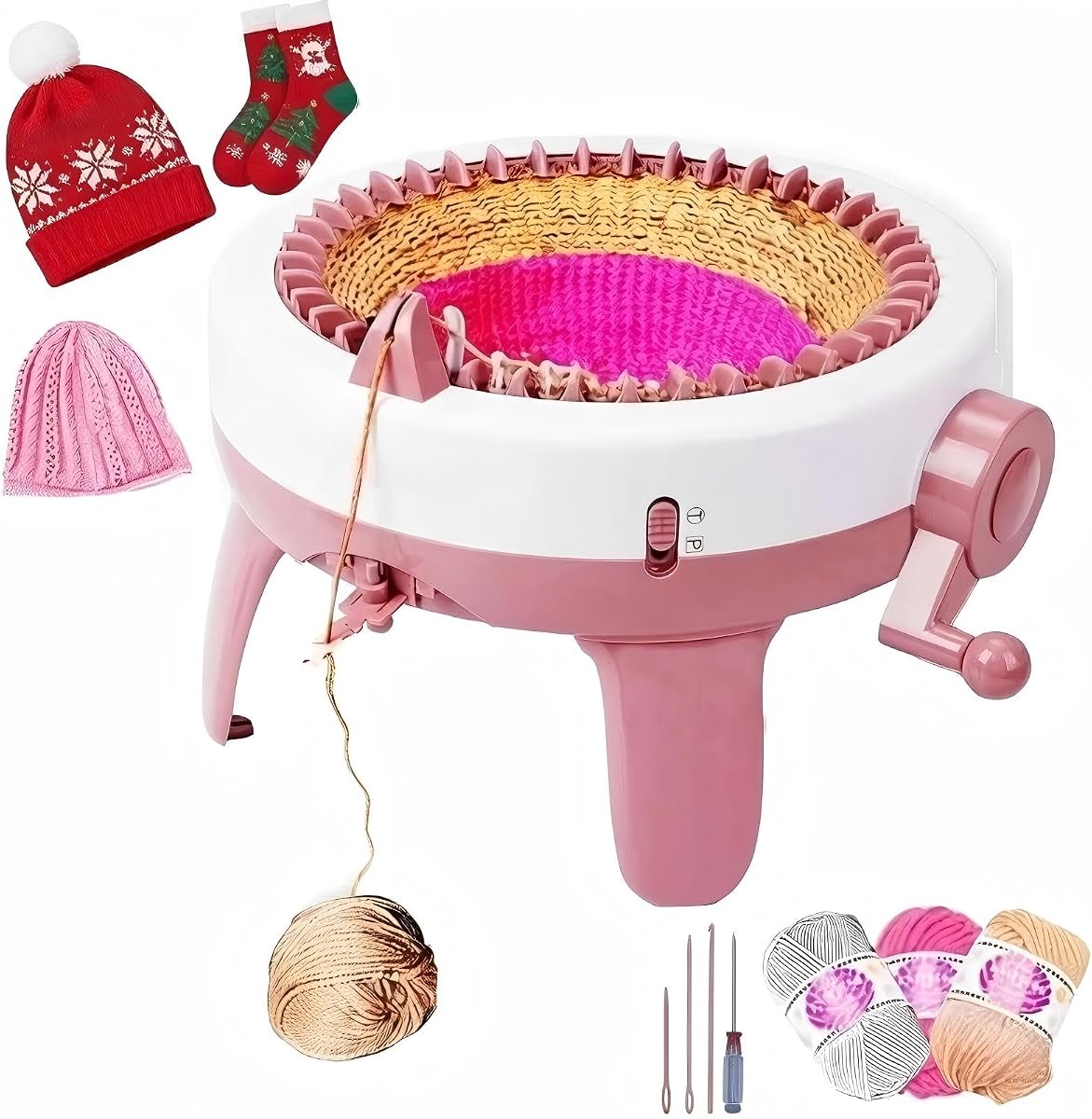 SENTRO Máquina de Tejer 40 Agujas, Telar de Doble Tejido para Gorro Bufanda Guantes | Modos de tubo y panel, 4 tensiones ajustables, plástico ABS, para principiantes, adultos y niños, manualidades DIY