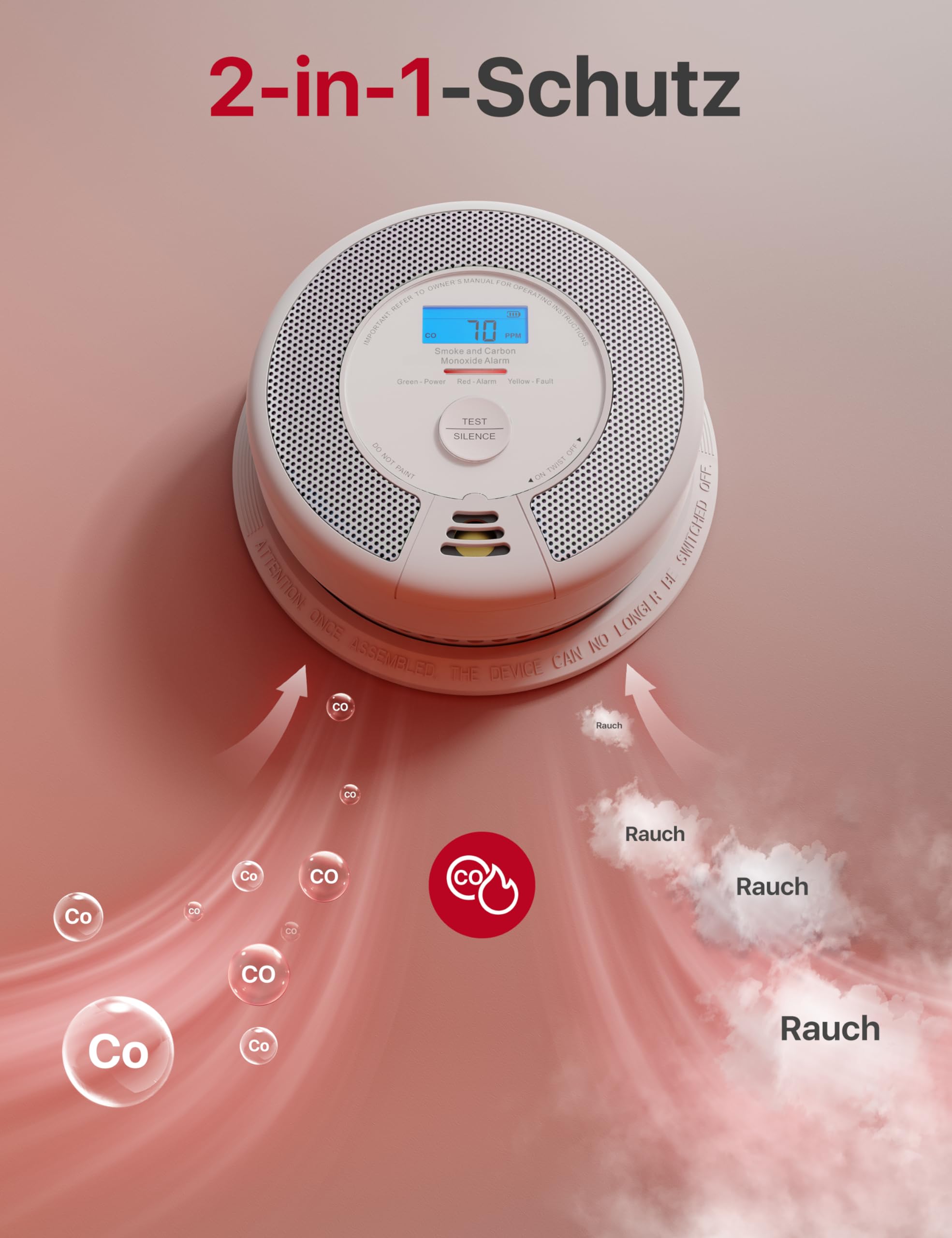 X-Sense WLAN-Rauch- und Kohlenmonoxidmelder mit austauschbarer Batterie, Smart Kombinationsmelder mit App, kompatibel mit der X-Sense Home Security-App, SC07-WX, 2er Set