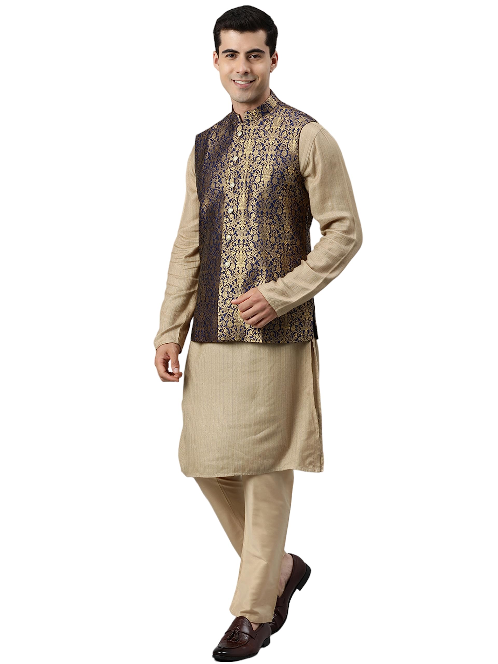 manthan Men's Art Silk Sleeveless Jacket-picture-14