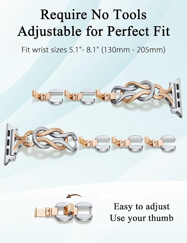 TOYOUTHS Celtic Bracelet Compatible with Apple Watch Bands 38/40/41/42/44/45/46/49mm Women, Dressy Chain Stainless Steel Metal Jewelry Link Strap for iWatch Series 11 10 9 8 7 6 5 4 SE/Ultra 3 2 1 by TOYOUTHS - Used condition - Image 3