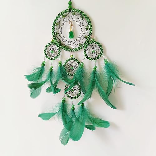Miniatura 6 de SOYUZU Atrapasueños pequeños verdes para dormitorio, atrapasueños de plumas para adultos, atrapasueños para colgar en la pared, regalos de bendición