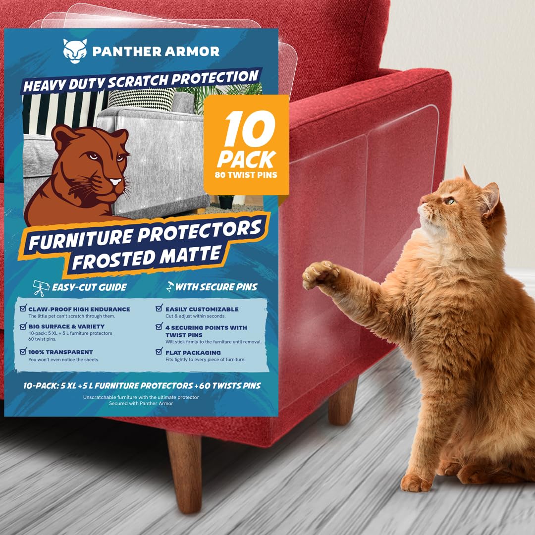 12 Pack Cat Scratch Furniture Protector Sheets – Matte Finish Couch & Sofa