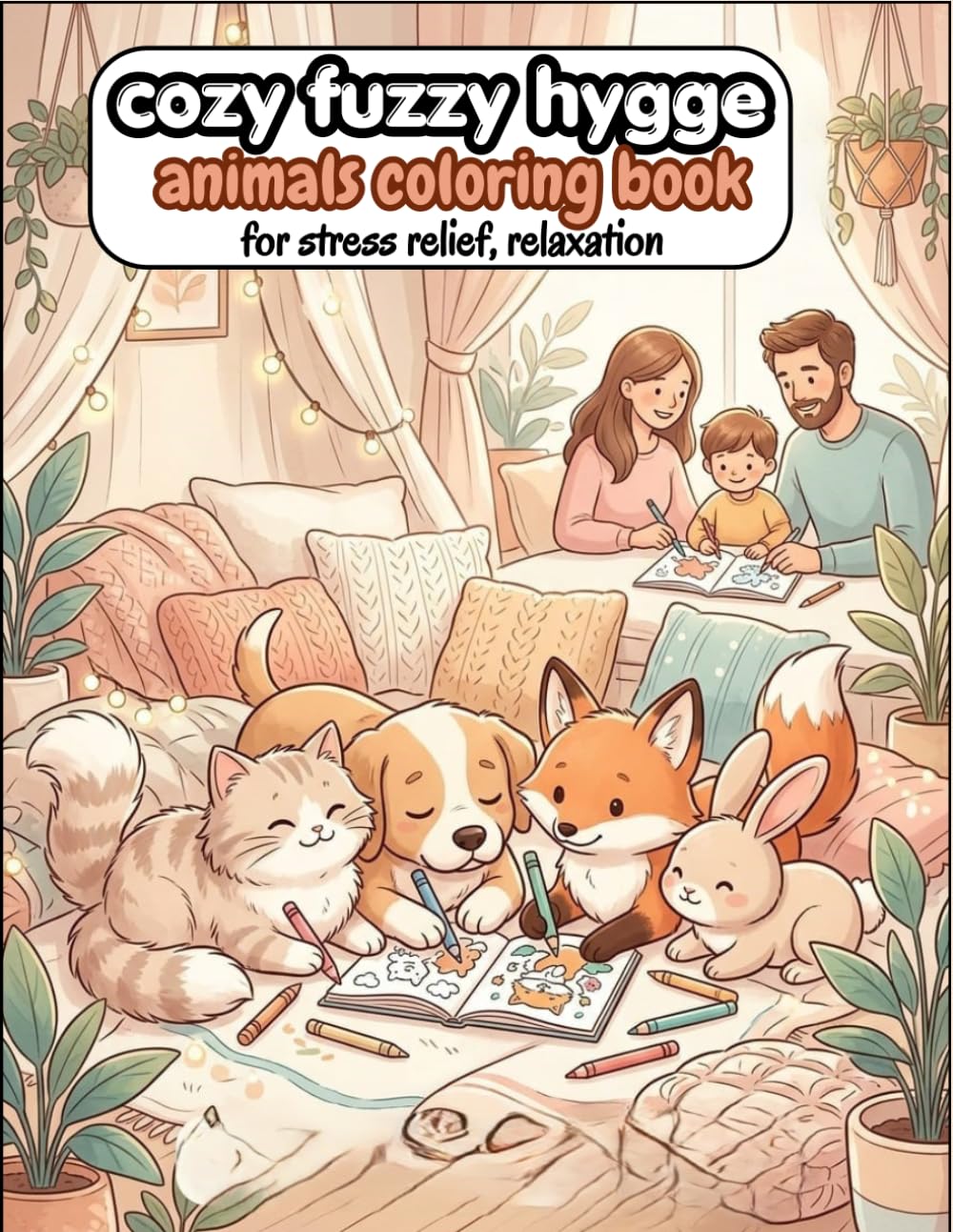 cozy fuzzy hygge animals coloring book: +60 cute and adorable cozy animal moments for stress relief, relaxation & mindful coloring for adults and kids