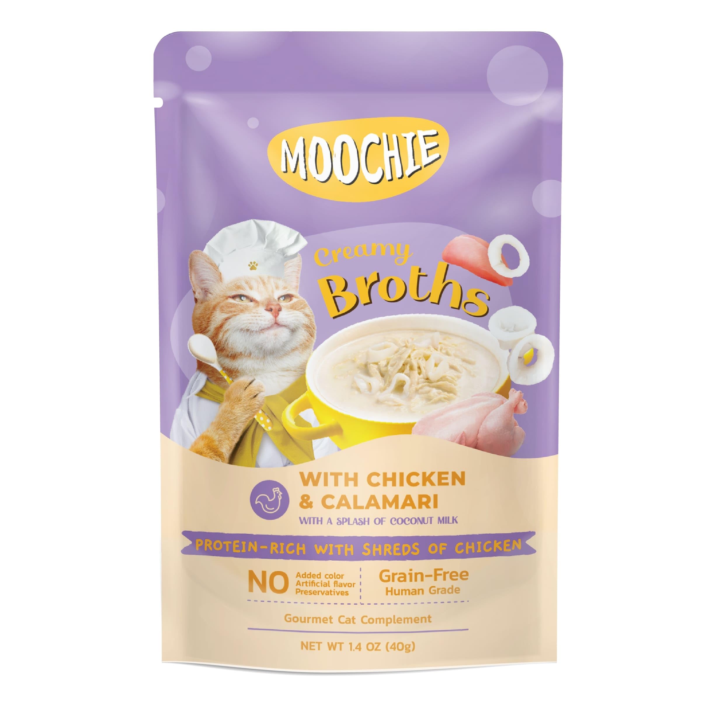 Moochie Çorba Kedi Ödülü Tavuk-Kalamar, 40 Gr, 1 Adet