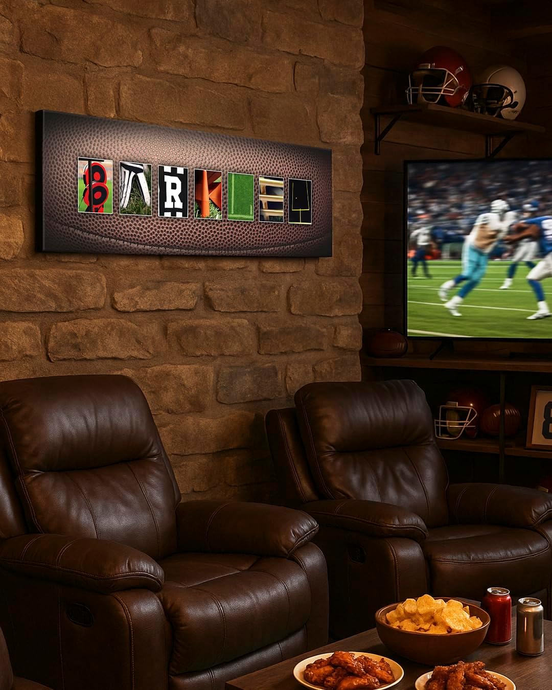 Personal-Prints FOOTBALL Personalized Décor or Gift for the Coach, Player or Fan |Customized Football Name Wall Art Gift (10"x30" Stretched Canvas)