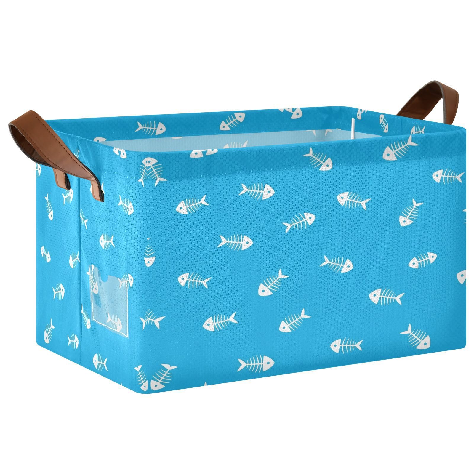 Cgiub Fish Bone Storage Basket Waterproof Foldable Storage Bin Baby Laundry Basket Closet Organiser for Nursery Decor Home Organizing