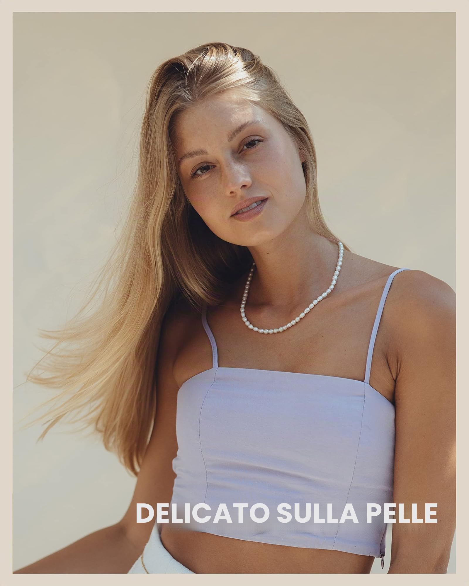 GD GOOD.designs Collana di perle da donna con perle d'acqua dolce - impermeabile I Collana di perle con placcatura in oro 18 carati (45 cm) Collana skin-friendly senza ciondolo