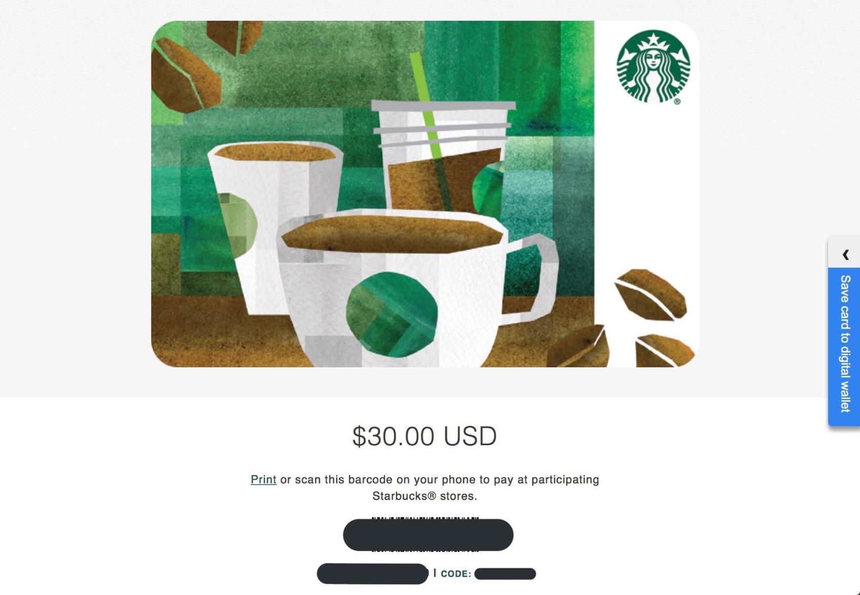 Starbucks eGift Card Gift Cards