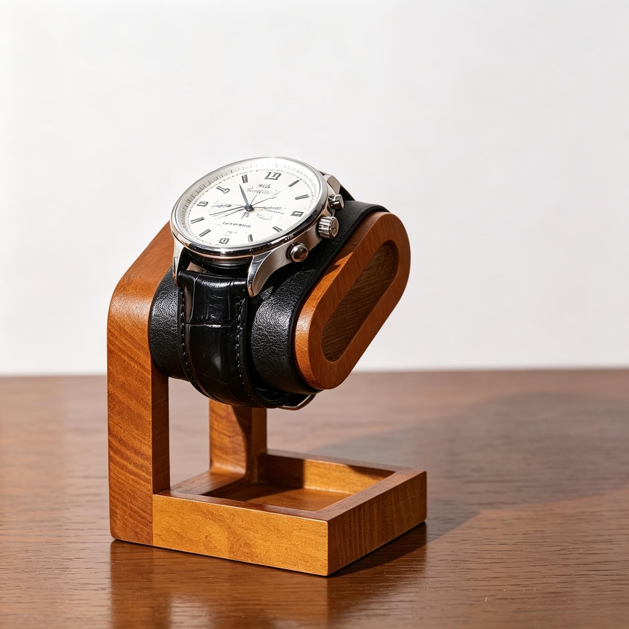 Oirlv Semplice Legno Massiccio Supporto per Orologio, Portaorologi In Legno,Portaorologi(Nero)