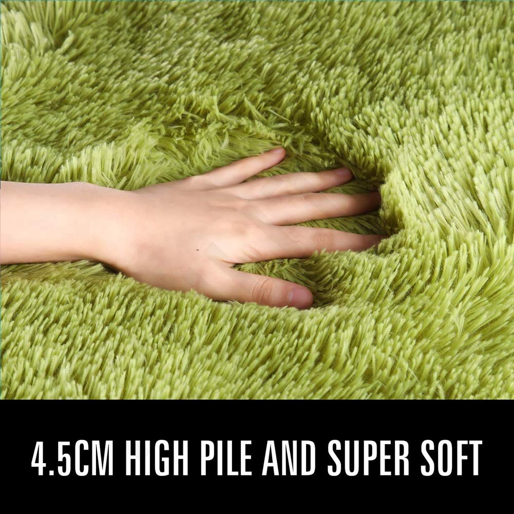 Tappeto in finta pelle di pecora super morbido, moderno, a pelo corto, in peluche, per soggiorno, camera da letto, corridoio, cucina, verde, 150 x 200 cm, accogliente decorazione per la casa.