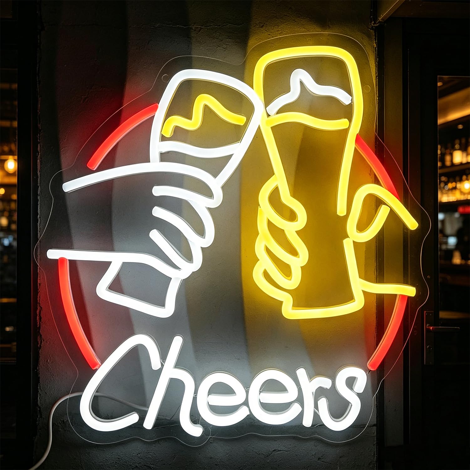 Cheers Neon Sign LED Neon Cheers Sign Light Up for Wall Decor, Dimmable USB Powered Neon Light for Bar, Restaurant, Club, Shop, Nightclub, Party 12.59”x13.38” — image 1