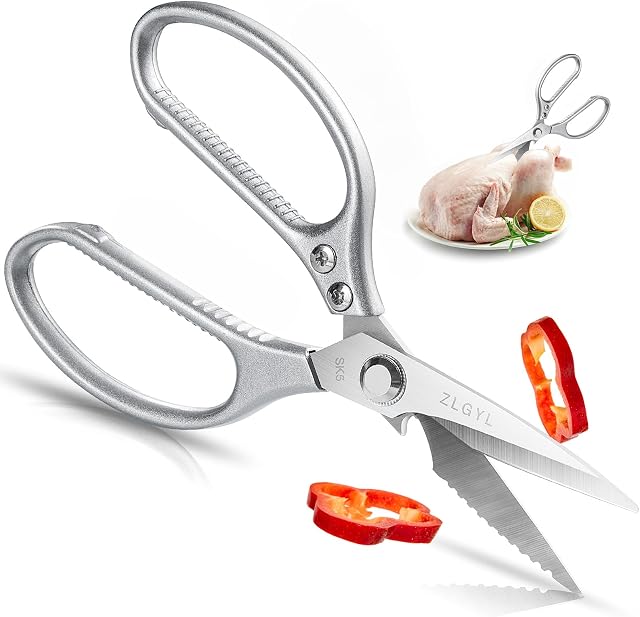 Kitchen Scissors, Heavy Duty Kitchen Shears, Multi-Purpose Premium Stainless Steel Kitchen Scissors with Sharp Blade for Chicken, Poultry, Fish, Meat, Vegetables, Herbs, BBQ, Bones, Flowers, Nuts