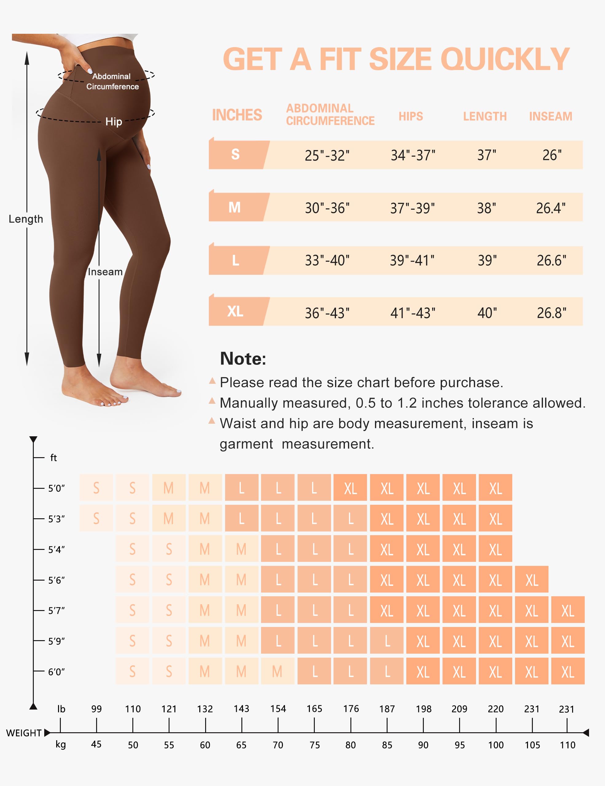 BAYDI Leggings premaman sopra il pancione Leggings da palestra Supporto Pancia Leggings sportivi Leggings per allenamento gravidanza Leggings Burrosi Pantaloni da yoga morbidi