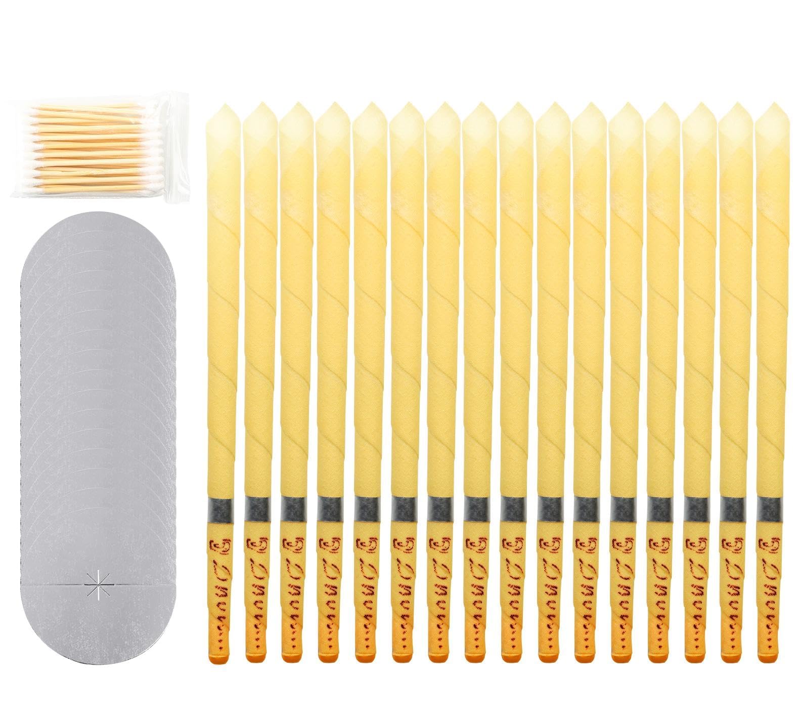 Pretocter 16 Pcs Natural Ear Candles Wax Removal Set for Women Men Cleaning Earwax Cleaner with Ear Wax Removal Tool Beeswax Earwax Cleaning Kit Ear Wax Picker-Scraper Ear Pick Ear Cleaning Tool