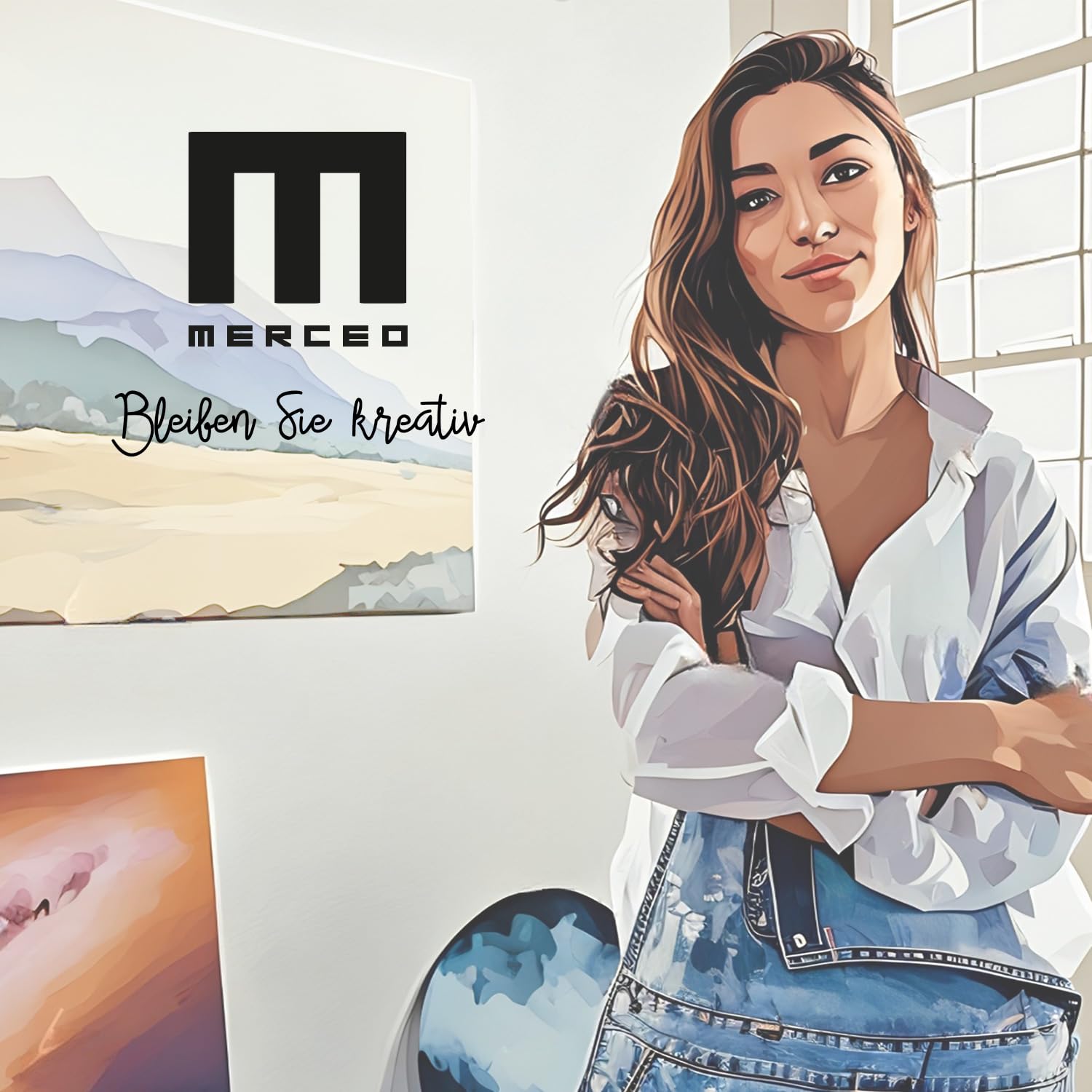 M MERCEO 2 Stück XXL Künstler-Leinwand Set zum Bemalen 100x100 cm – 100% Baumwolle 380 g/m², 2-fach grundiert – stabiler 37mm Keilrahmen für Acryl & Öl