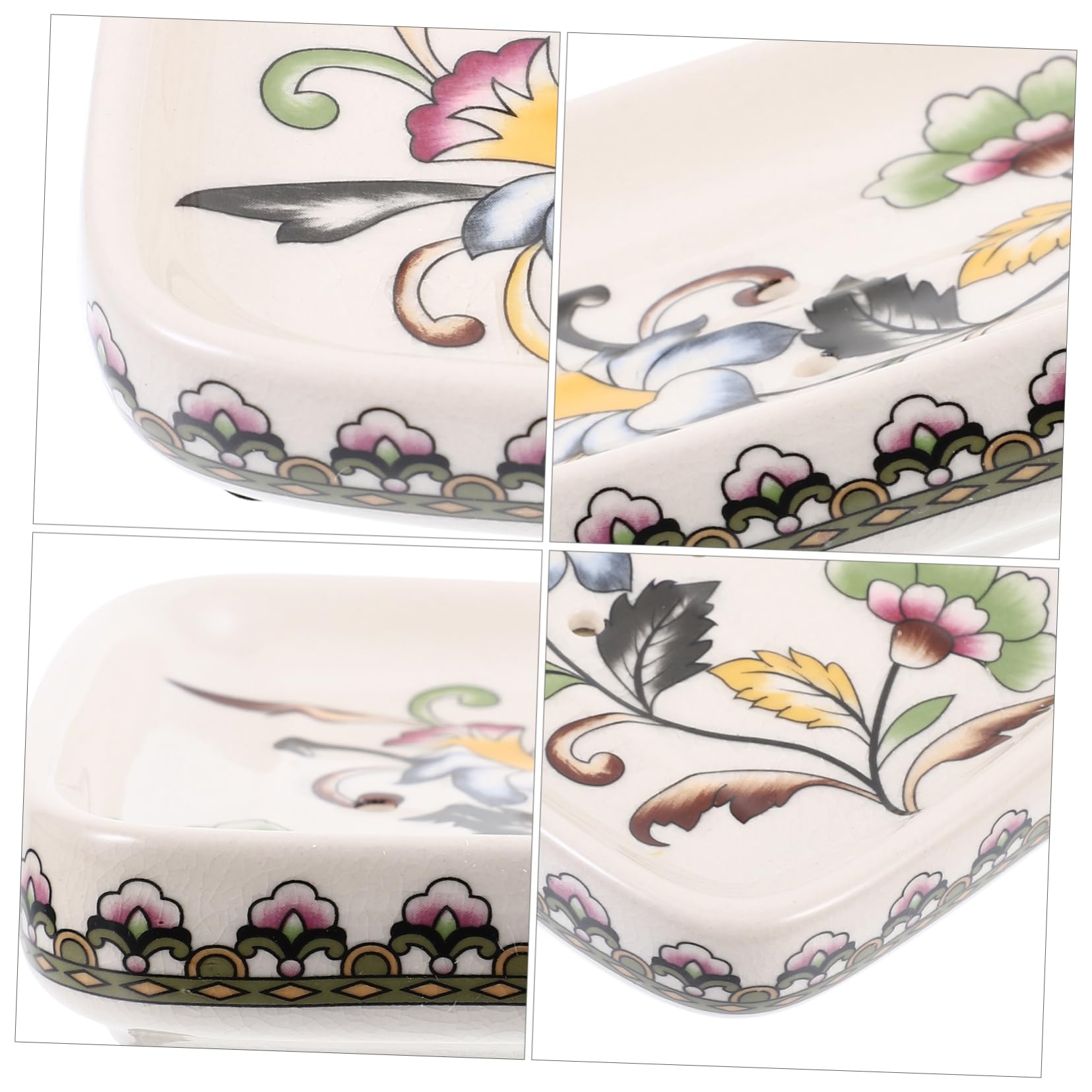 Amosfun Portasapone in Ceramica Stile Palazzo Design Autodrenante, Vassoio per Sapone Pratico e Decorativo per Cucina e Lavabo