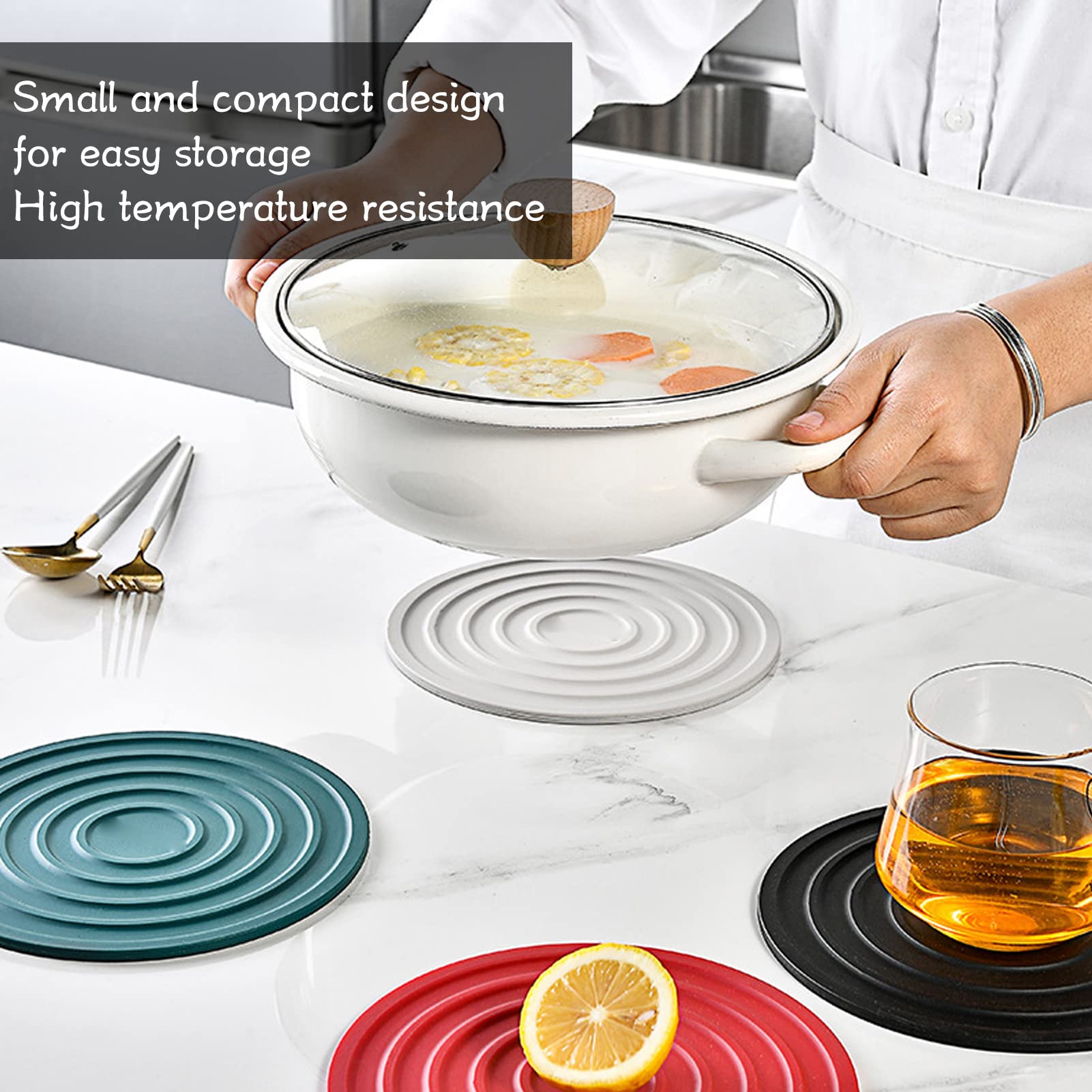 WGFOIP Round Silicone Placemats, Heat Resisitant Table Placemats Coasters Non Slip Table Mats for Kitchen Dining Restaurant - Image 3